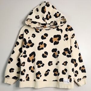 Zara Girls Cream/Brown Leopard Print Hooded Sweatshirt, Size 8* ~ VGUC